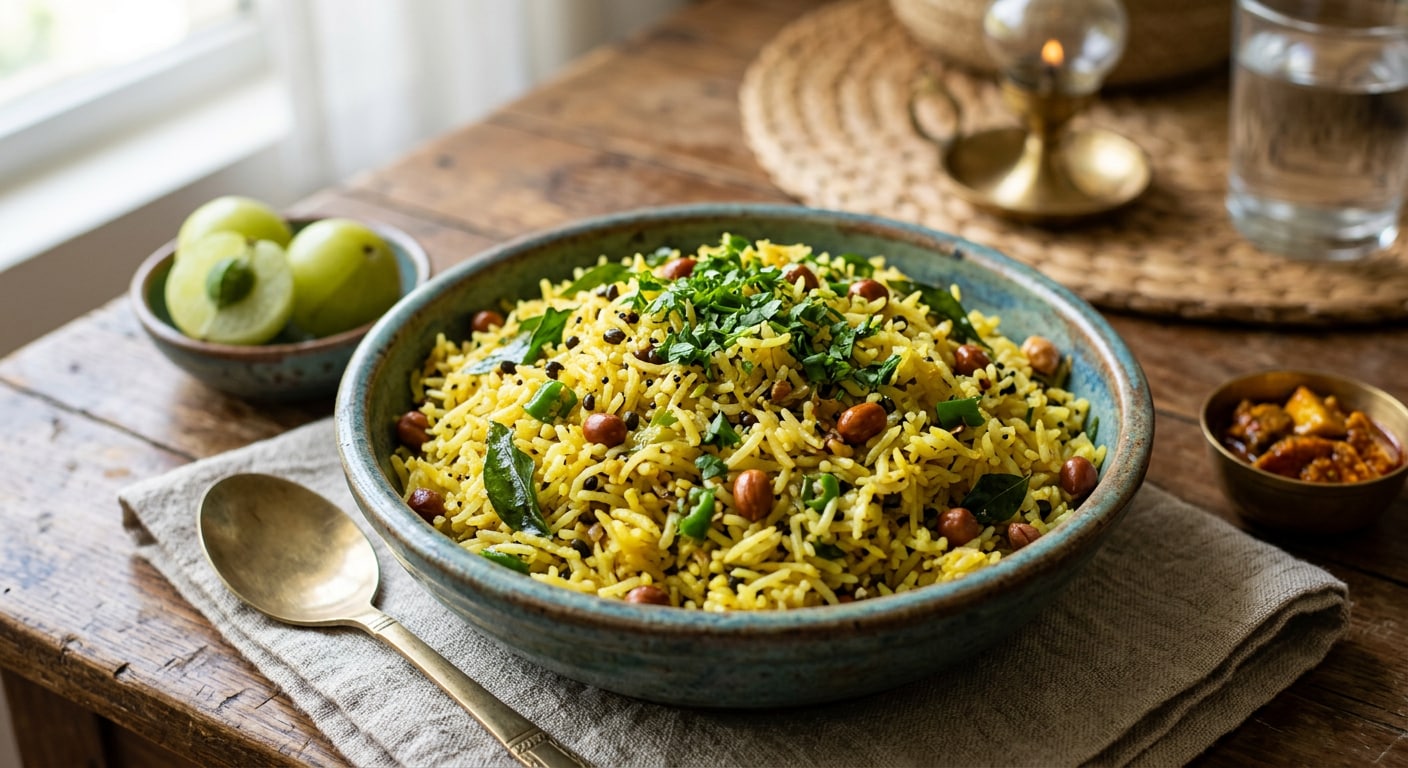 Amla RiceGive ordinary rice a tangy twist by sautéing grated or finely chopped amla with mustard seeds, curry leaves, green chillies and peanuts. Mix it with cooked rice and season with salt. It is similar in concept to lemon rice but has a distinct amla flavour.