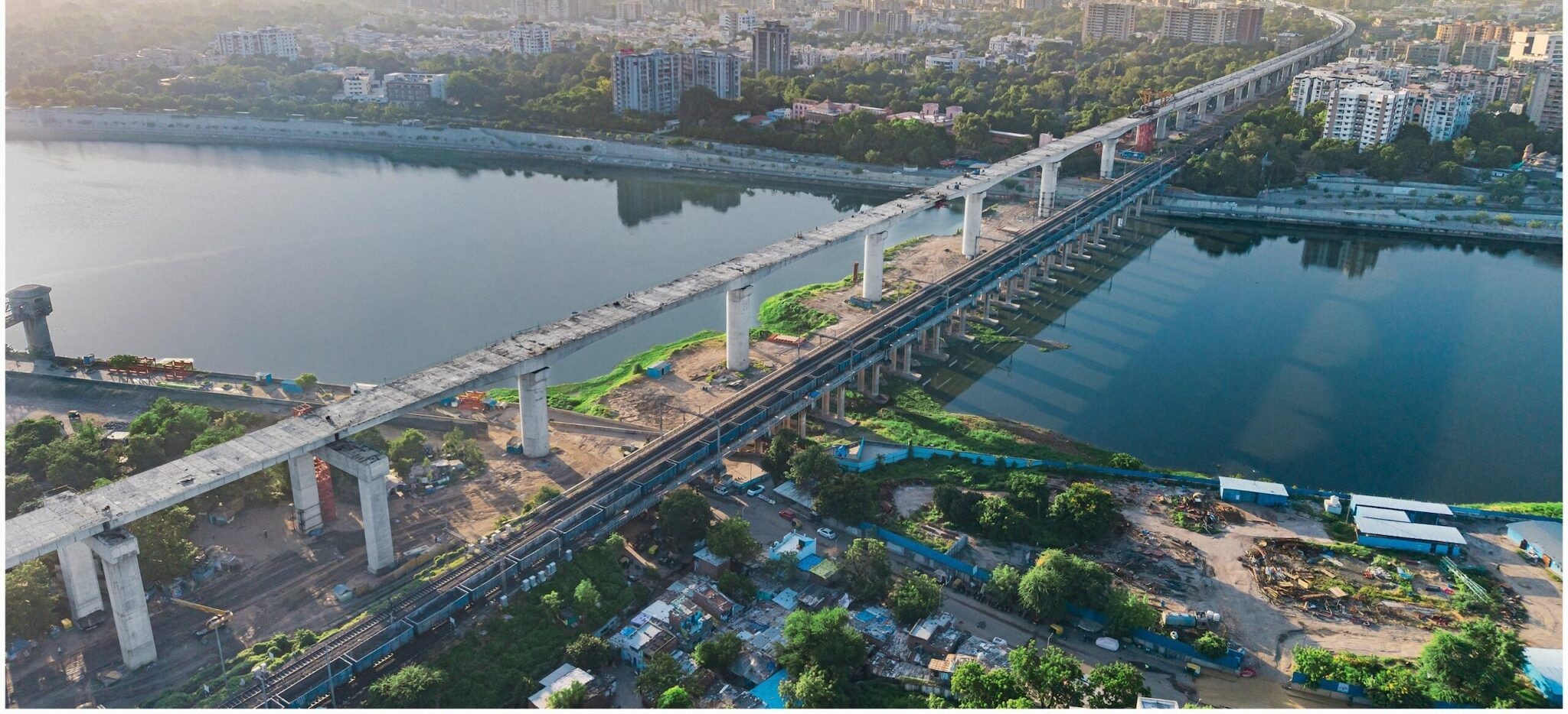It Runs Alongside A Major Existing Railway LineThe Sabarmati bridge runs alongside Western Railway's Ahmedabad-Delhi main line, which is approximately 14.8 metres above ground level. The proximity of the existing railway infrastructure meant that the bridge's piers had to be designed with sufficient height to maintain the required vertical clearances. This added to the engineering considerations involved in building the structure.
