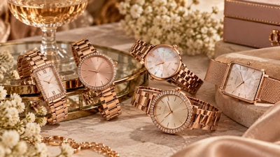 Rose-gold finishes, crystal accents and jewellery-inspired details make these women’s watches a stylish way to add a little sparkle to every outfit.