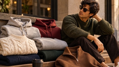 Pre-winter layering, perfected: chunky knits, cosy hoodies and rich seasonal hues make dressing for cooler days effortlessly stylish.