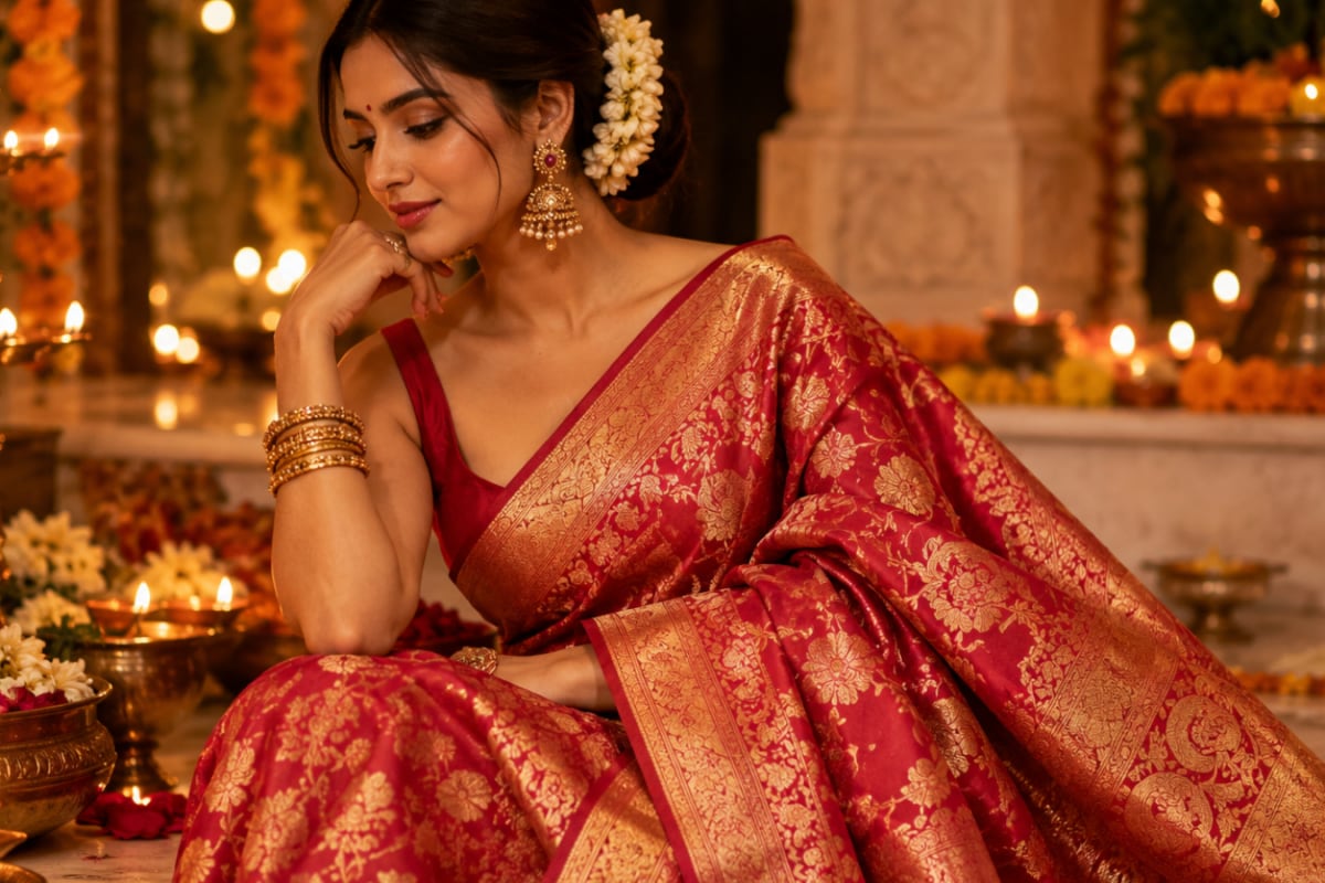 Diwali Dressing, But Make It Regal: Benarasi & Kanjeevaram Sarees That Deserve a Spot in Your Festive Wardrobe