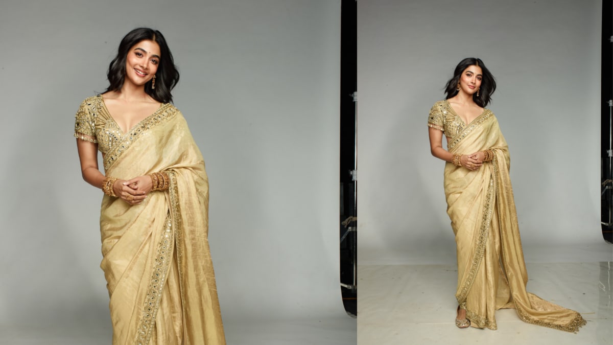 Pooja Hegde's Golden Saree Is Serving Main-Character Energy, One Sequin At A Time