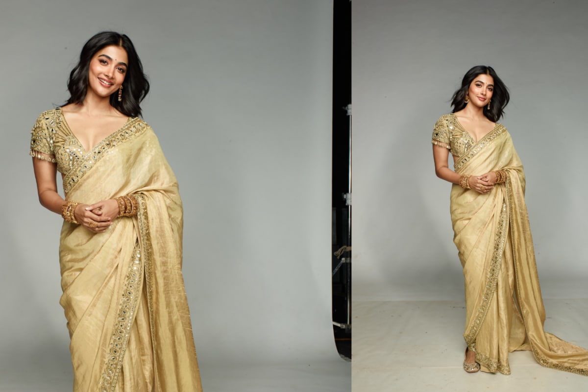Pooja Hegde’s Golden Saree Is Serving Main-Character Energy, One Sequin At A Time