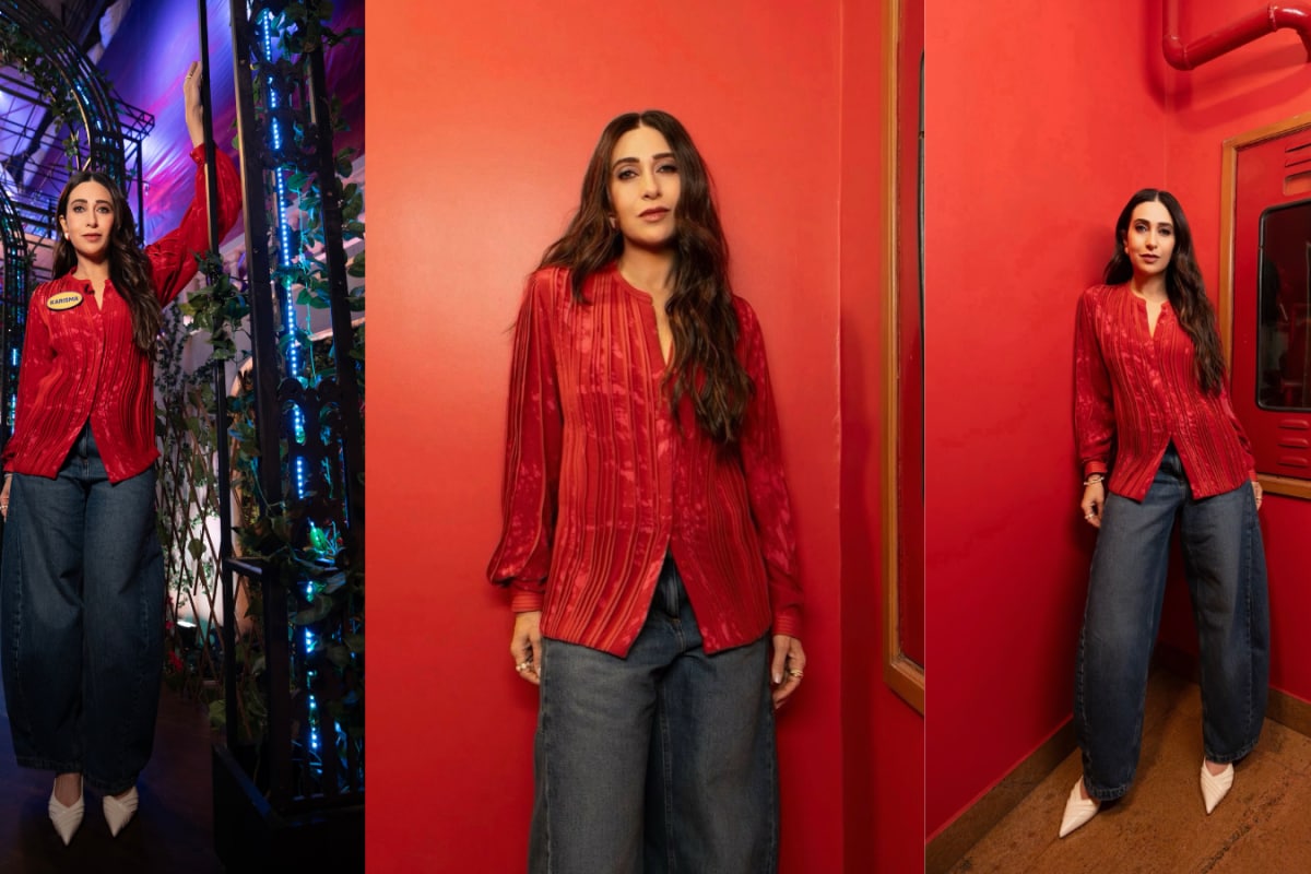 Karisma Kapoor Makes Red Hot, Baggy Jeans Chic Look Like A Fashion Cheat Code
