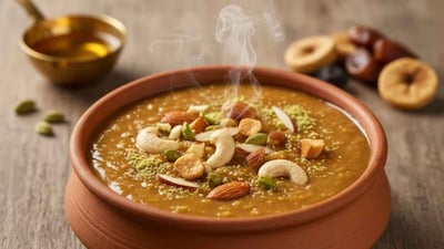 In a small pan, heat 1–2 tablespoons of ghee and lightly fry your favorite chopped dry fruits until golden. Pour these aromatic nuts into the kheer, give it a quick stir, and serve warm or chilled! (Image: AI generated/ News18 Hindi)