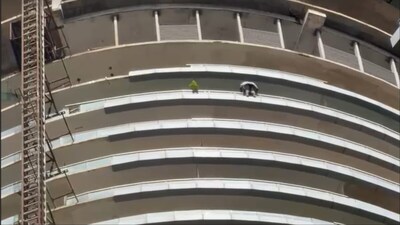 A young man allegedly died by suicide after jumping from the 43rd floor of a building in Noida (Video screengrab)