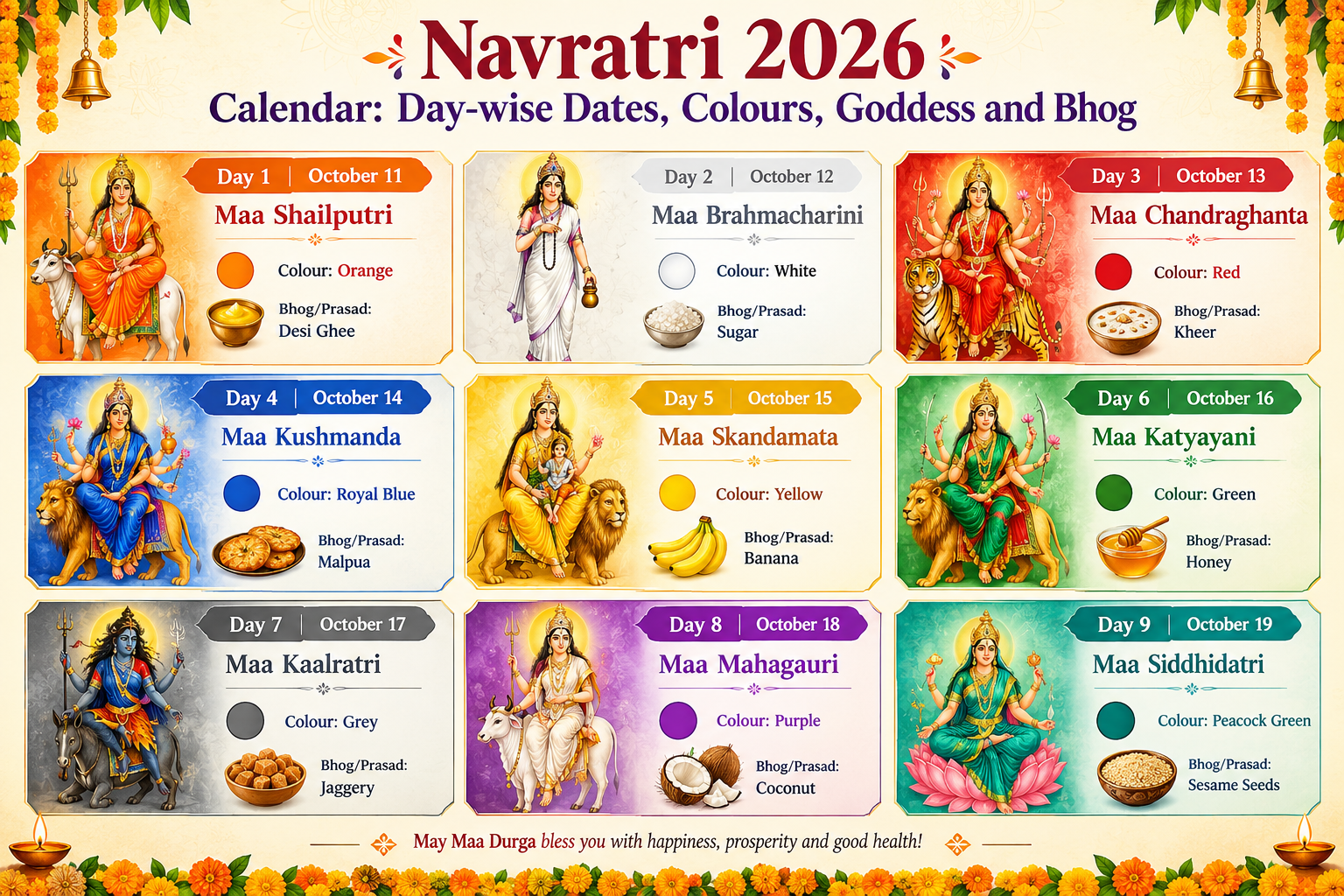 Navarti Color Navratri 2026 Day 1 Colour: What Is Today's Navratri Colour, Which ...