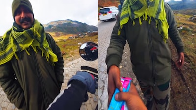 The biker appreciated the officer’s kind gesture amid the freezing cold weather (Image: Instagram/@wander_with.abi)