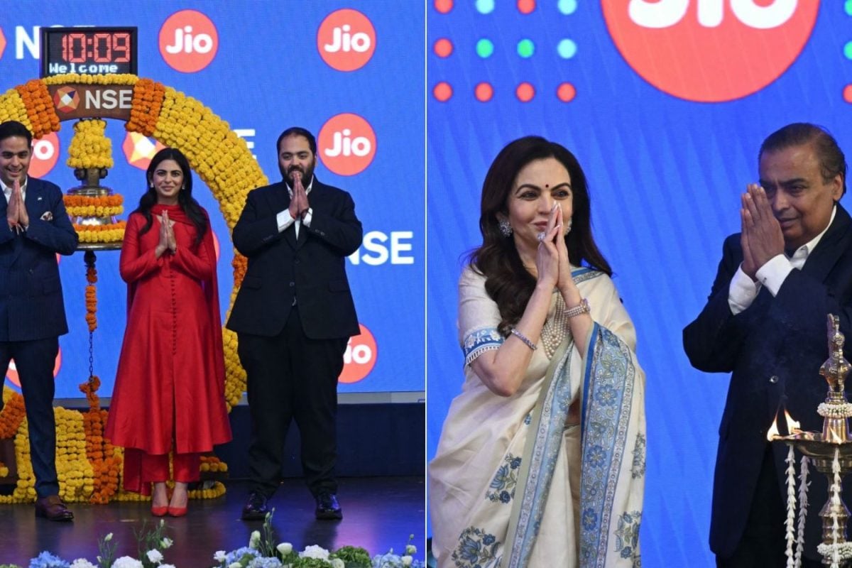 Nita Ambani's Ivory-Blue Saree To Isha Ambani's Red Kurta Set: Ambani Women Keep It Elegant At Jio IPO Event