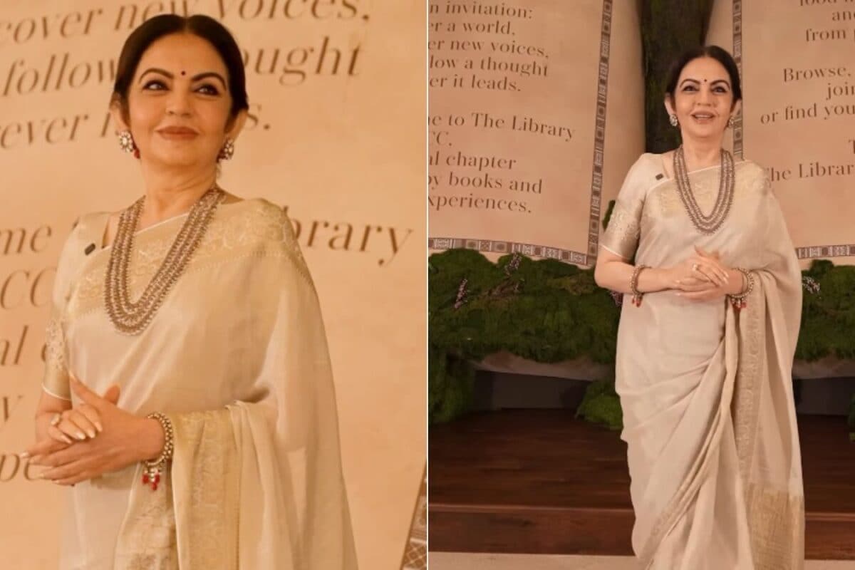Nita Ambani Keeps Her Saree Simple, Pairs It With A Guttapusalu Necklace At NMACC’s 'The Library'