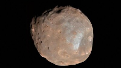 Phobos, the larger of Mars' two moons, is seen in this undated image taken by NASA.