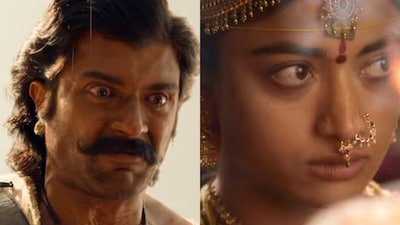 Vijay Deverakonda and Rashmika Mandanna lead the Ranabaali trailer set during the Madras famine.