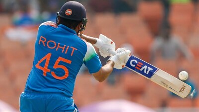 Rohit Sharma becomes first player to smash 100 sixes against the West Indies. (Picture Credit: Creimas)