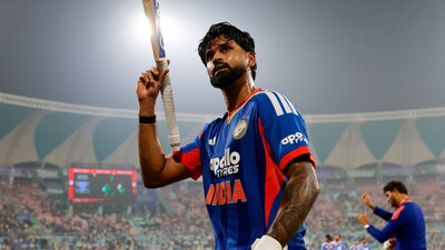 Shreyas Iyer of India celebrates after win the matchduring the 1st T20I match between India and West Indies at the Bharat Ratna Shri Atal Bihari Vajpayee Ekana Cricket Stadium, Lucknow, India on October 6, 2026.Photo: Surjeet Yadav/ CREIMAS for BCCI