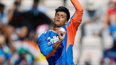 Suryansh Shedge takes 4 wickets for 40 runs in 1st India A vs Australia A unofficial ODI. (Picture Credit: Creimas)