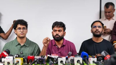 CJP founder Abhijeet Dipke (C) addresses a press conference in Delhi as Saurav Das (L) and Ashutosh Ranka (R) look on. (Photo: PTI)