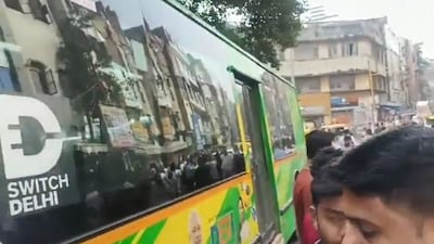 DTC bus hit people in Anand Parbat area. (ANI)