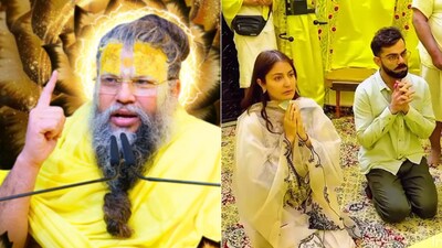 A viral claim alleging that Virat Kohli was paid ₹5 crore to visit Premanand Maharaj’s ashram in Vrindavan has set social media abuzz (Image-Instgaram,X/@bhajanmarg_official,@TradeWizard)