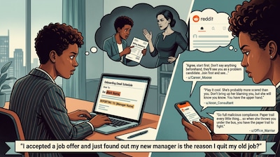 Now, they are unsure whether to alert HR or risk working with her again. (AI-Generated Image)