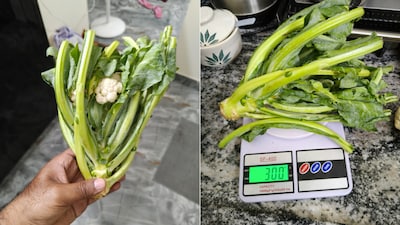 A cauliflower order on Zepto has left an X user fuming after he claimed that most of the delivery consisted of greens rather than the vegetable itself (Image-X/@AshwinMurali) 