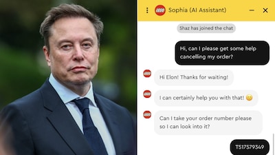 Elon Musk’s Lego shopping spree has taken an unexpected turn after an X user claimed to have cancelled the billionaire’s order (Image-AFP,X/@Enderman)