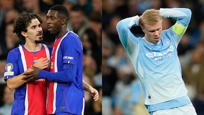 (From left) Vitinha, Ousmane Dembele and Erling Haaland. (AP Photo)