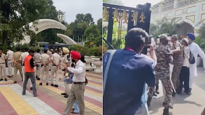 Footage appeared to show paramilitary personnel detaining demonstrators in and around the gurdwara premises.