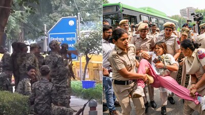 Security was tightened around the Election Commission headquarters in New Delhi on Friday amid continued protests against CEC Gyanesh Kumar. (PTI)