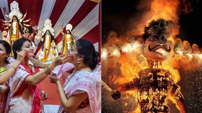 The poster promises a Ravan Dahan at 5pm by Chief Minister Suvendu Adhikari.
