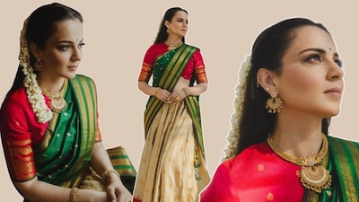 Kangana Ranaut Goes Full Royalty In Gaurang’s Silk Lehenga And Statement Gold Jewellery At Ayodhya