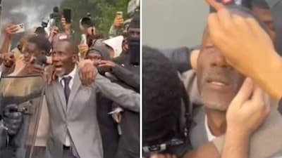 Bally Bagayoko in the viral video; getting eye drops after facing tear gas. (X)
