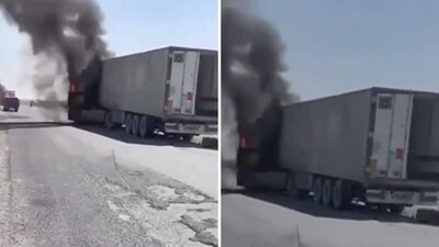 The attacked Gwadar-bound cargo convoy. (News18)