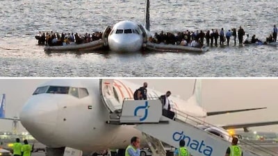 The Hudson (above) and flydubai landing.