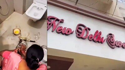During the inspection, the outlet's operator reportedly told officials that a disruption in the water supply had forced staff to use the washroom area to wash the utensils as an emergency measure. (X/@indiain24hr)