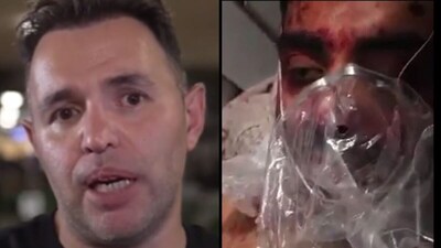 Dentist Dr Shota Mosaev (left) came to the rescue of Captain Smit Machchhar (right) who was stabbed by his co-pilot.