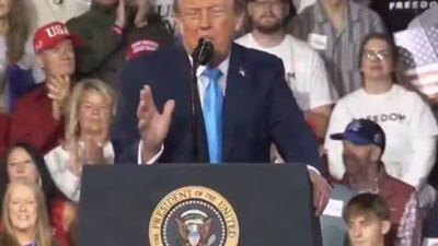 US President Donald Trump addressing supporters at a campaign rally in Kentucky.