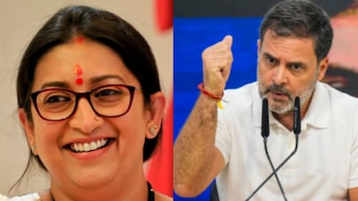 BJP general secretary and former Union minister Smriti Irani; Congress leader Rahul Gandhi