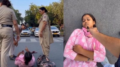 The woman refused to leave the protest site.