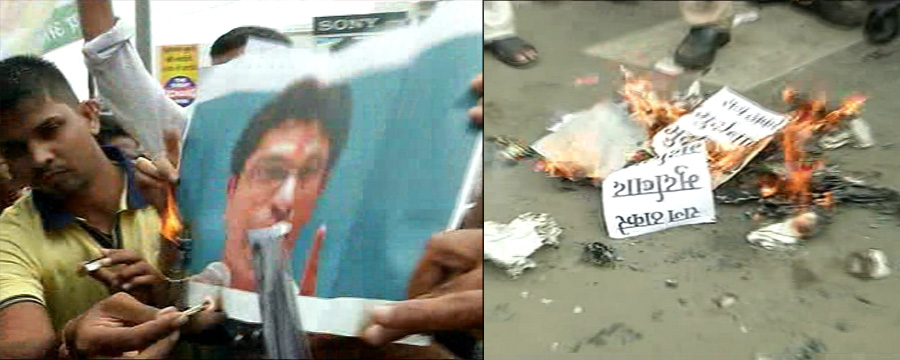 नागपुरात विदर्भवादीयांकडून राज ठाकरेंच्या प्रतिकात्मक पुतळ्याचं दहन