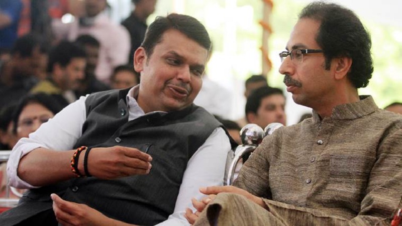Maharashtra CM Devendra Fadnavis and Shivsea Party Chief Uddhav Thackeray at swearing-in ceremony held at Vidhan Bhavan today. Express phoot by Pradeep Kochrekar, 05-12-2014, Mumbai