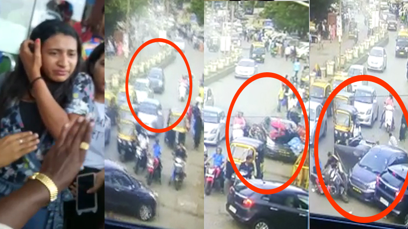 VIDEO : तरुणीचे कारवरील नियंत्रण सुटले, पाच जणांना उडवले