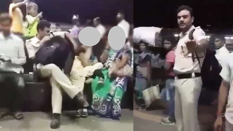 VIDEO: कल्याण स्टेशनवर आरपीएफ जवान महिलेशी अंगलट,लोकांनी दिला चोप