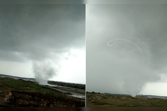 VIDEO : पुरंदरमध्ये वादळ आलं, तलावातलं पाणी ढगात नेलं