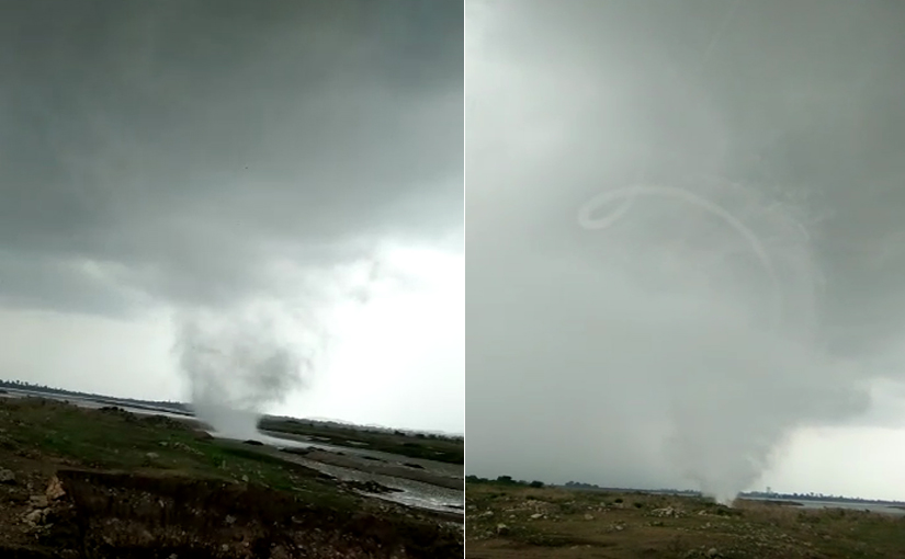 VIDEO : पुरंदरमध्ये वादळ आलं, तलावातलं पाणी ढगात नेलं