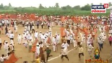तुकोबांच्या पालखीचं पहिलं गोल रिंगण
