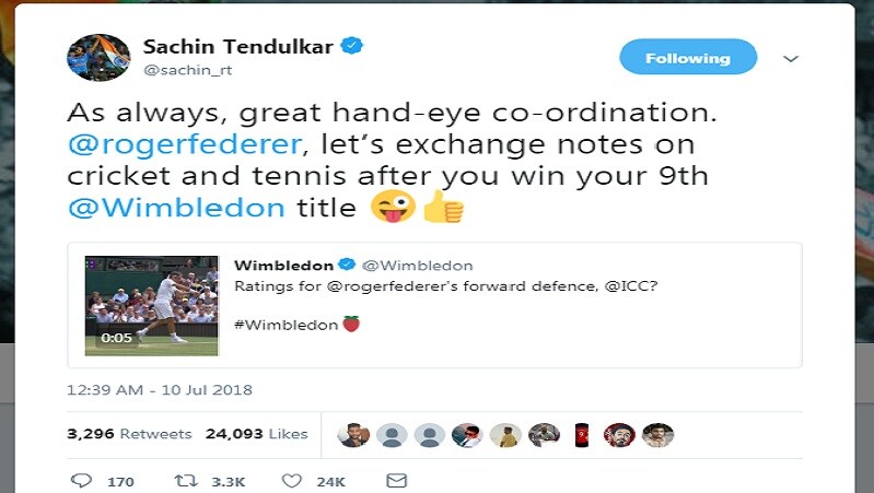 त्याच्या या ट्विटचे उत्तर देताना, फेडरर म्हणाला की, विंबल्डन संपेपर्यंत थांबण्याची काही गरज नाही. मी आतापासूनच शिकायला सुरूवात करु शकतो. त्याच्या या ट्विटचे उत्तर देताना, फेडरर म्हणाला की, विंबल्डन संपेपर्यंत थांबण्याची काही गरज नाही. मी आतापासूनच शिकायला सुरूवात करु शकतो.