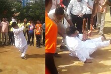 VIDEO : अन् सिक्स लगावण्याच्या नादात प्रवीण दरेकर मैदानात कोसळले