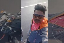 VIDEO : हात सोडून चालवत होता दुचाकी, पण घडली अद्दल