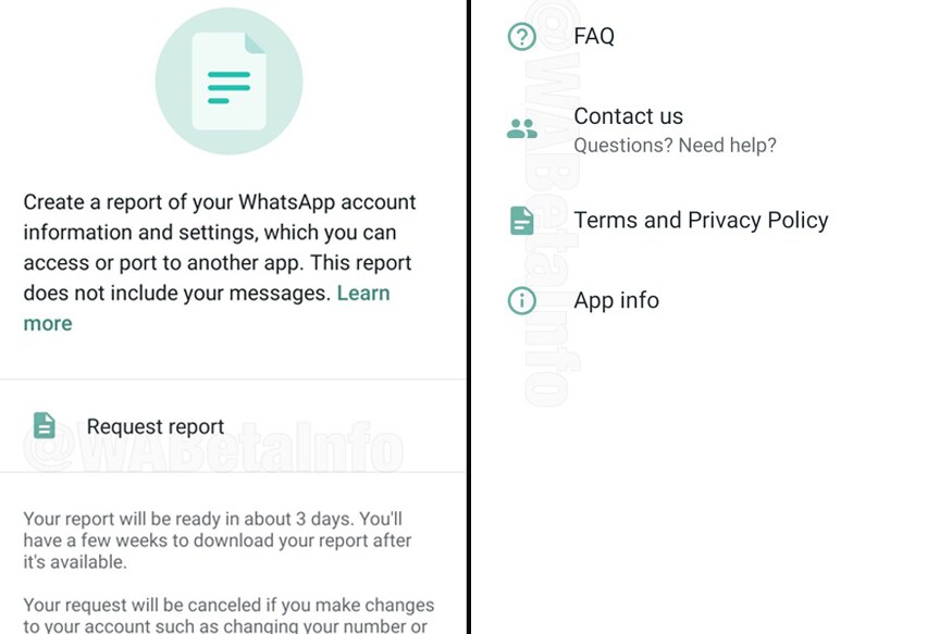 चॅट पर्यायात Wallpaper, Chat Backup, Chat History समोर सिम्बॉल आणि Help पर्यायानंतर FAQ, Contact Us, Terms and Privacy Policy, App Info यातही बदल करण्यात आला आहे. चॅट पर्यायात Wallpaper, Chat Backup, Chat History समोर सिम्बॉल आणि Help पर्यायानंतर FAQ, Contact Us, Terms and Privacy Policy, App Info यातही बदल करण्यात आला आहे.