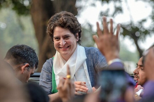 New Delhi: Congress General Secretary Priyanka Gandhi Vadra leaves after visiting her office for the first time following her appointment to the party post, at AICC headquarters in New Delhi, Wednesday, Feb 6, 2019. (PTI Photo/Vijay Verma)  (PTI2_6_2019_000142B)